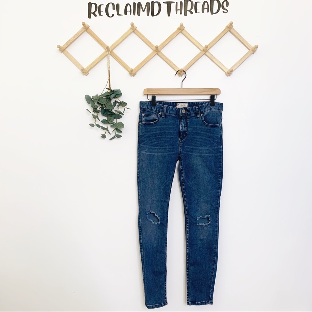 Free People mid-rise destroyed skinny jeans
